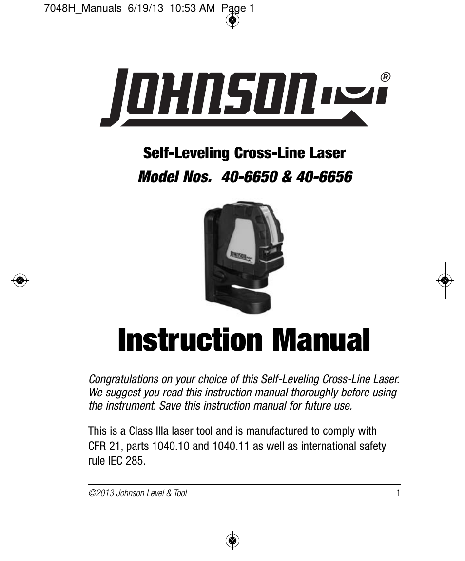 Johnson Level & Tool Mfg. 40-6656 User Manual | 18 pages