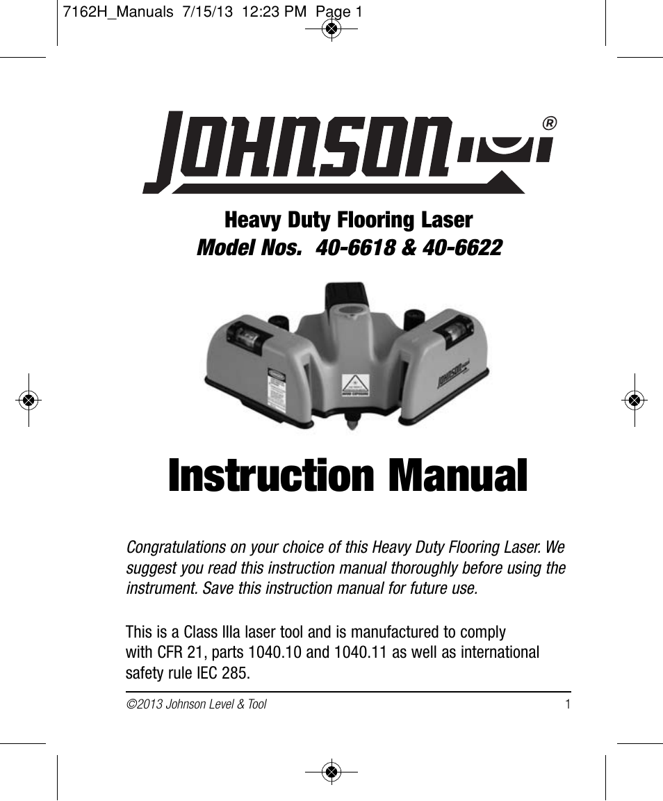 Johnson Level & Tool Mfg. 40-6622 User Manual | 12 pages