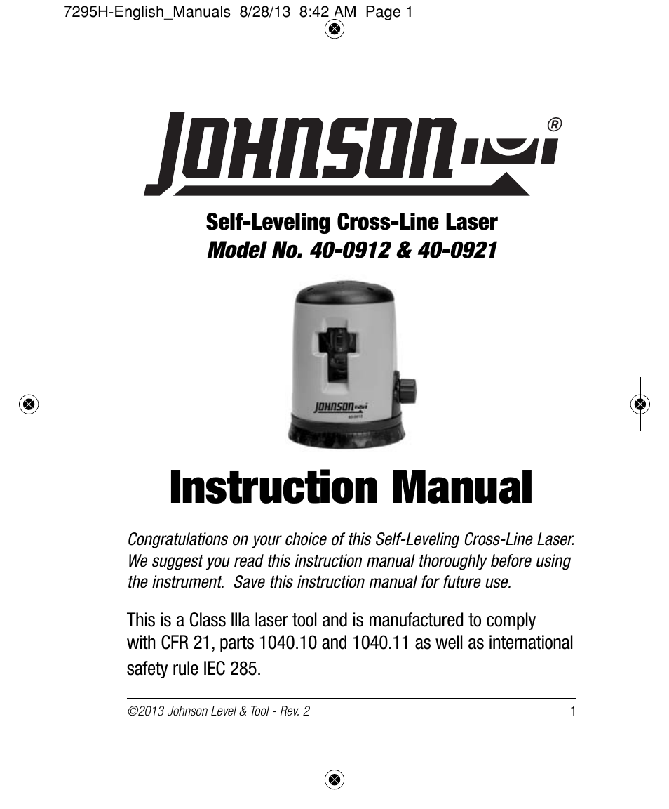 Johnson Level & Tool Mfg. 40-0921 User Manual | 14 pages