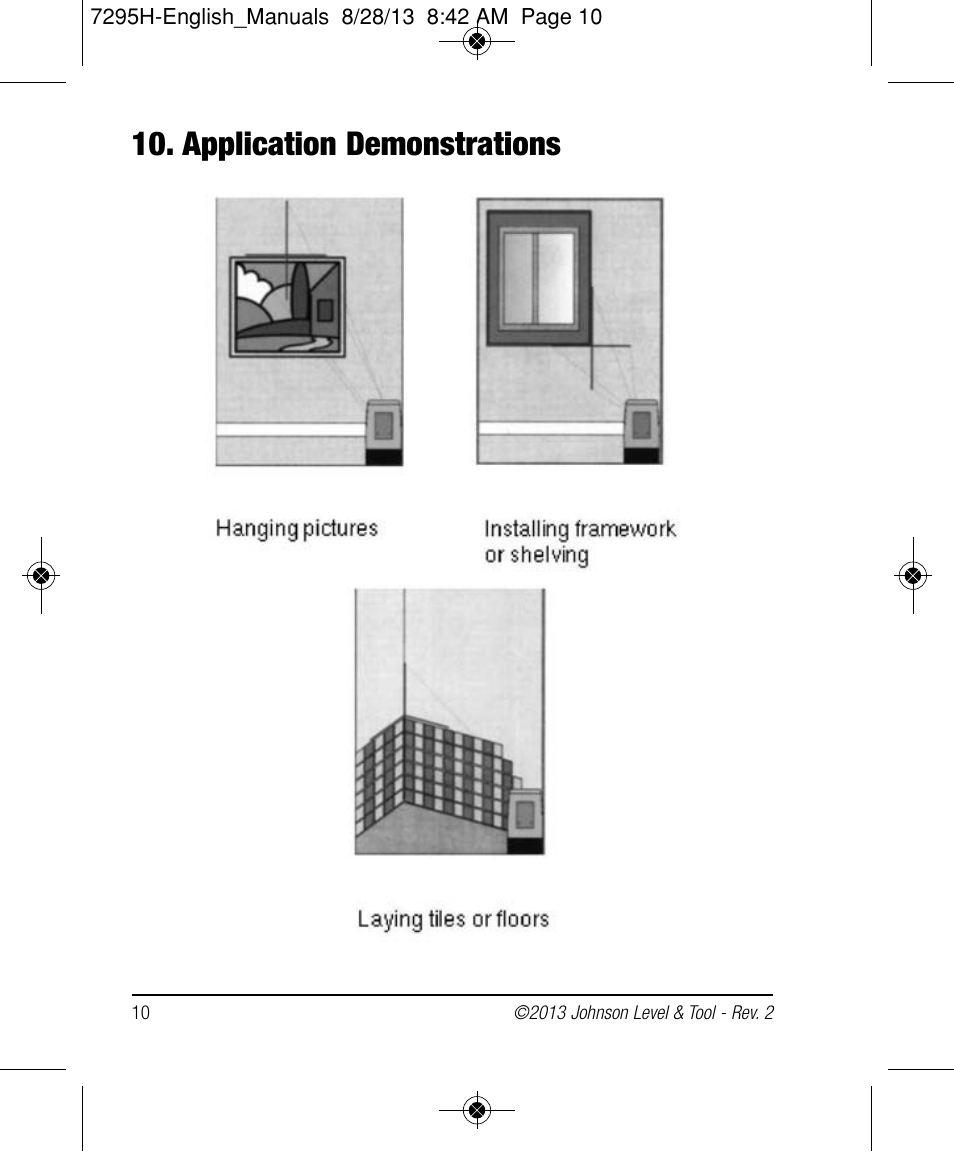 Application demonstrations | Johnson Level & Tool Mfg. 40-0921 User Manual | Page 10 / 14