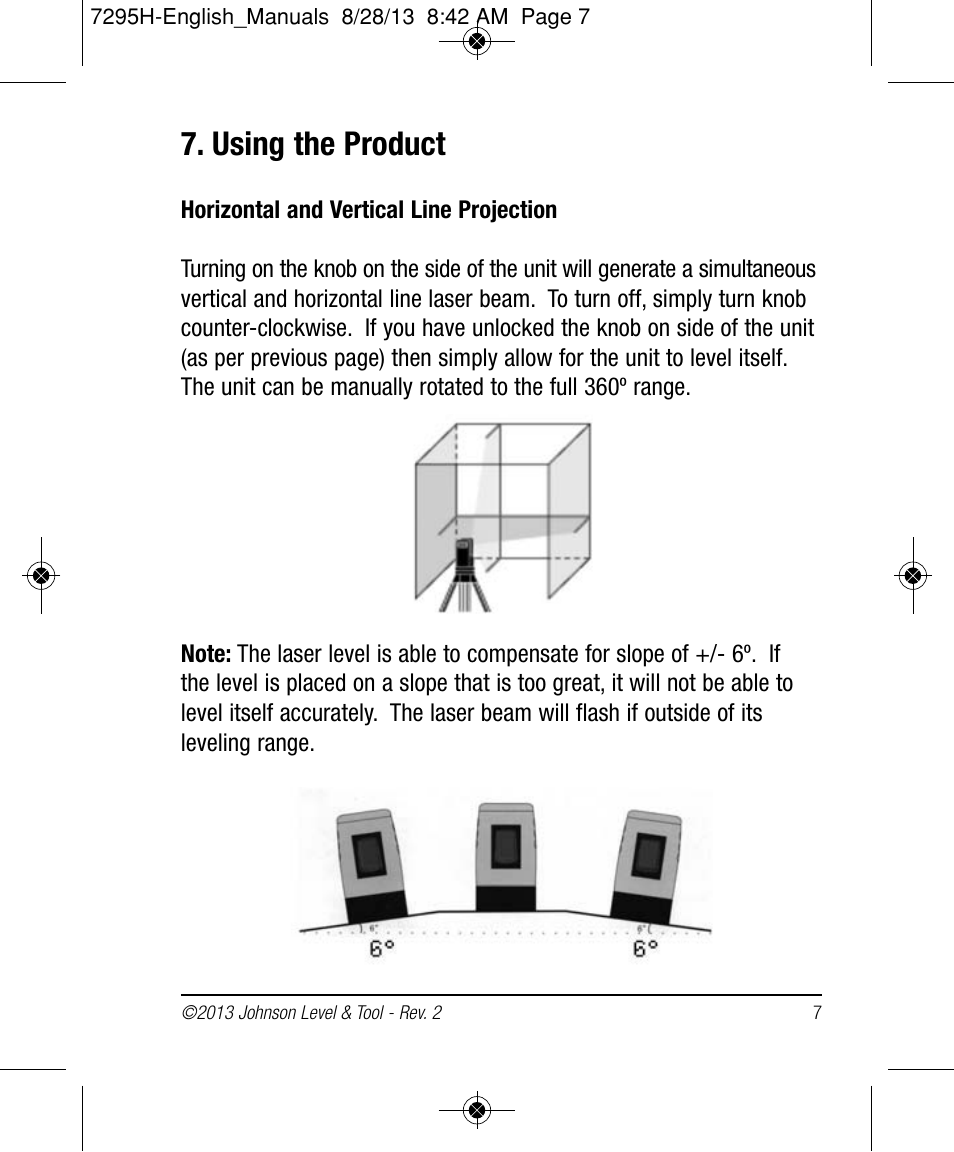 Using the product | Johnson Level & Tool Mfg. 40-0921 User Manual | Page 7 / 14