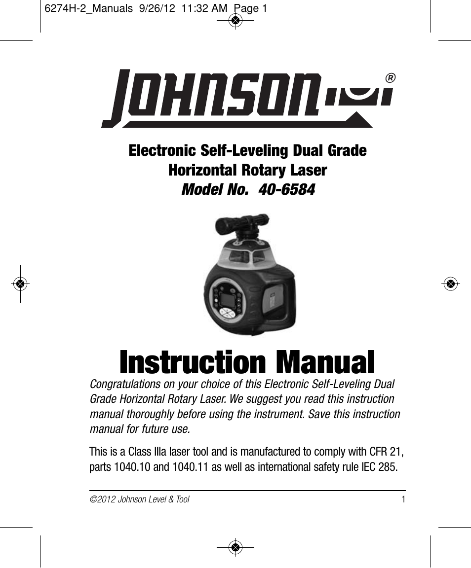 Johnson Level & Tool Mfg. 40-6584 User Manual | 28 pages