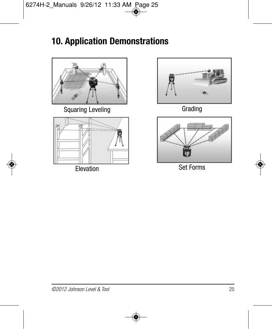 Application demonstrations | Johnson Level & Tool Mfg. 40-6584 User Manual | Page 25 / 28