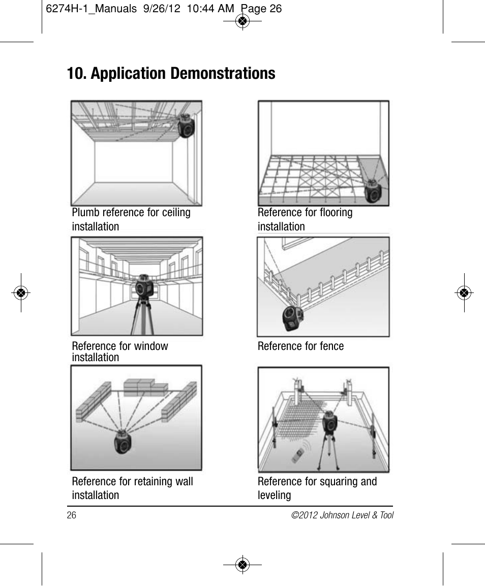 Application demonstrations | Johnson Level & Tool Mfg. 40-6582 User Manual | Page 26 / 30