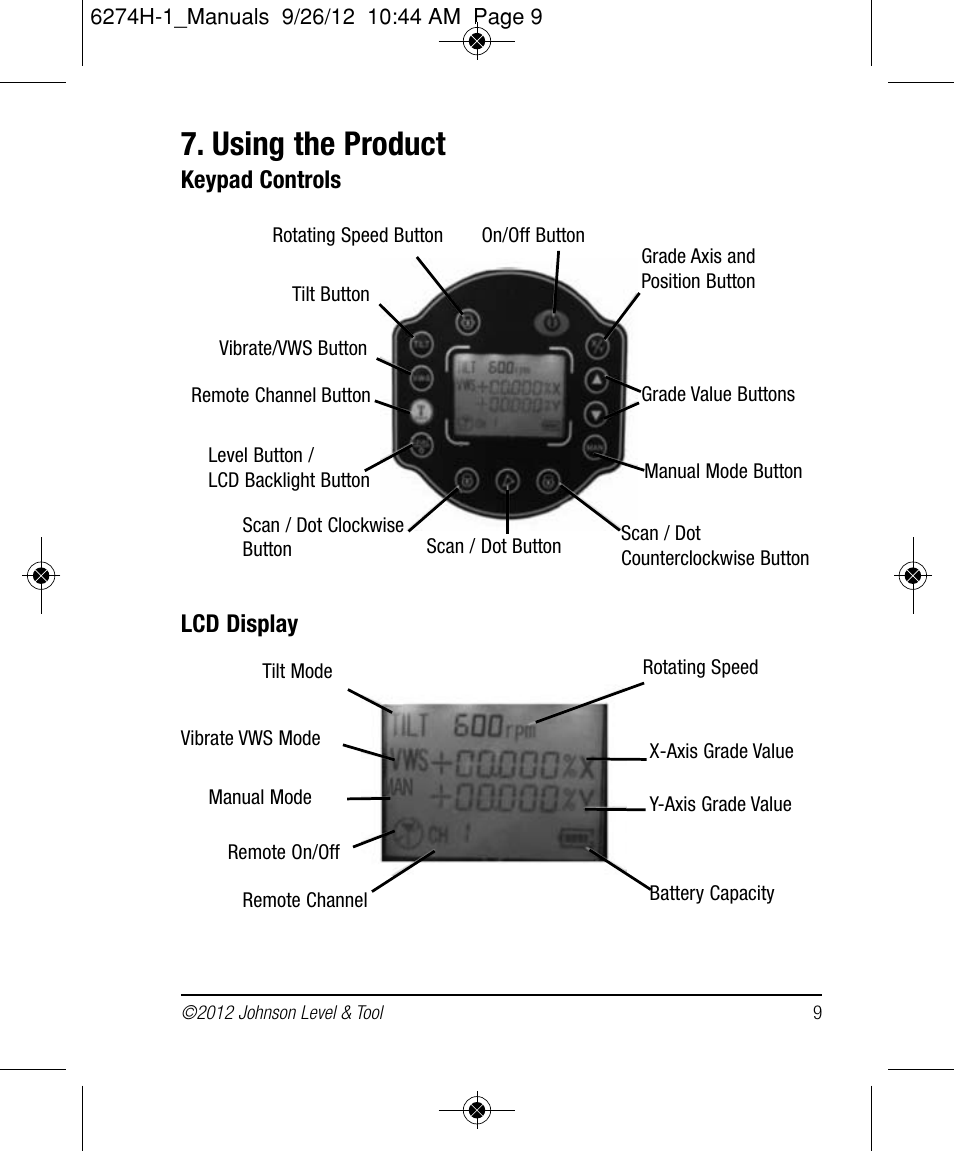 Using the product | Johnson Level & Tool Mfg. 40-6582 User Manual | Page 9 / 30