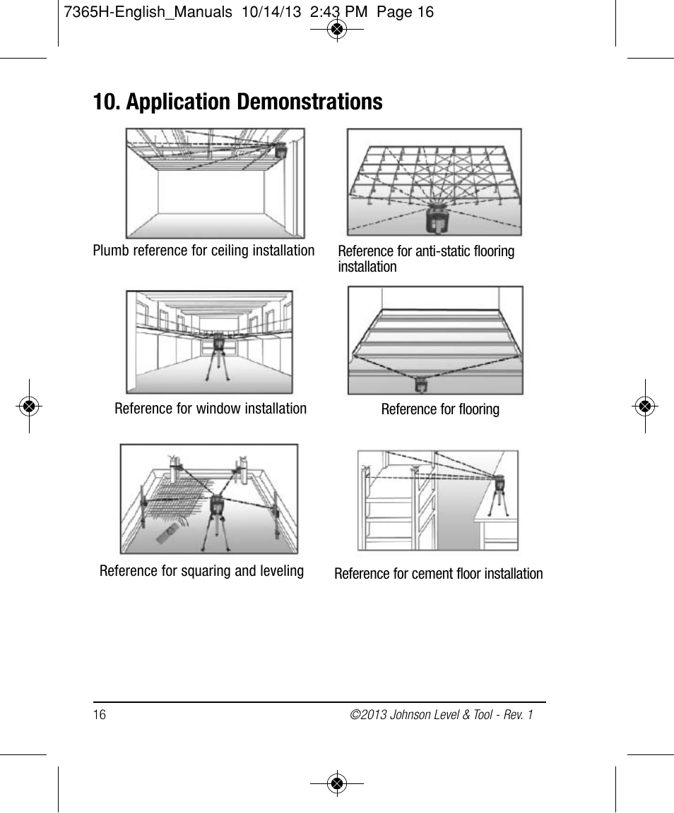 Application demonstrations | Johnson Level & Tool Mfg. 40-6543 User Manual | Page 16 / 20