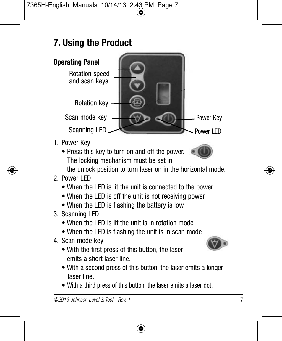 Using the product | Johnson Level & Tool Mfg. 40-6543 User Manual | Page 7 / 20