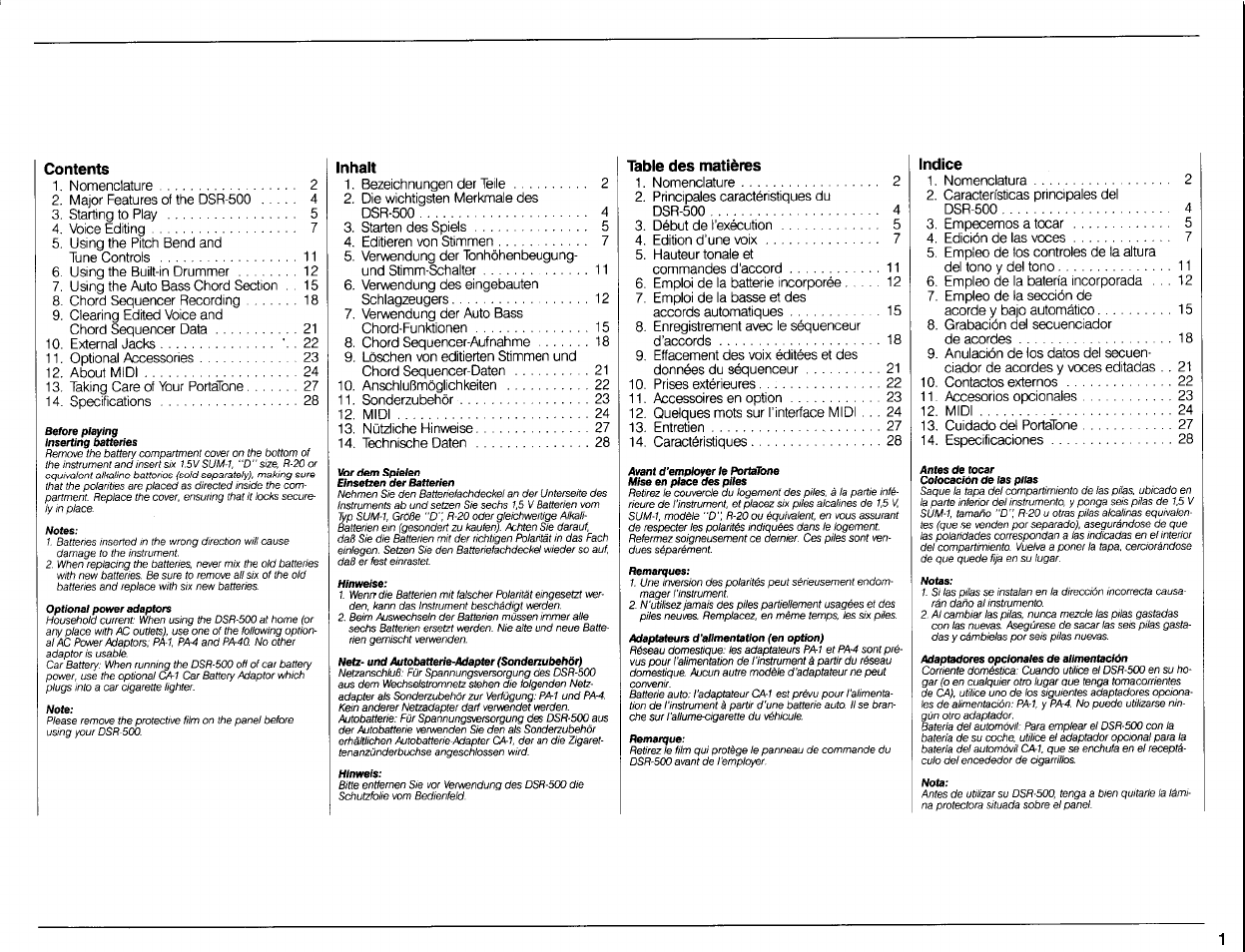 Yamaha DSR-500 User Manual | Page 3 / 32