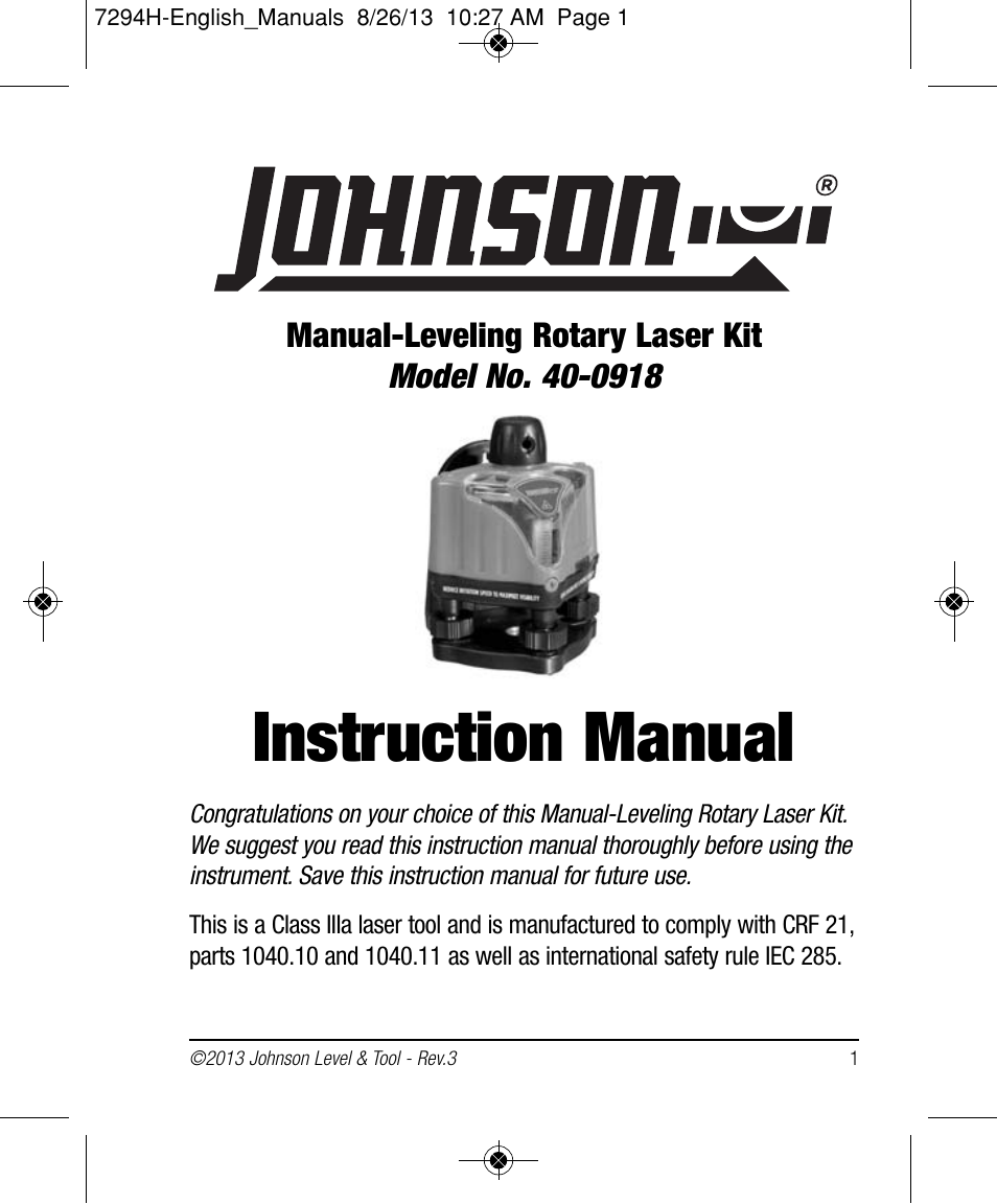 Johnson Level & Tool Mfg. 40-0918 User Manual | 14 pages