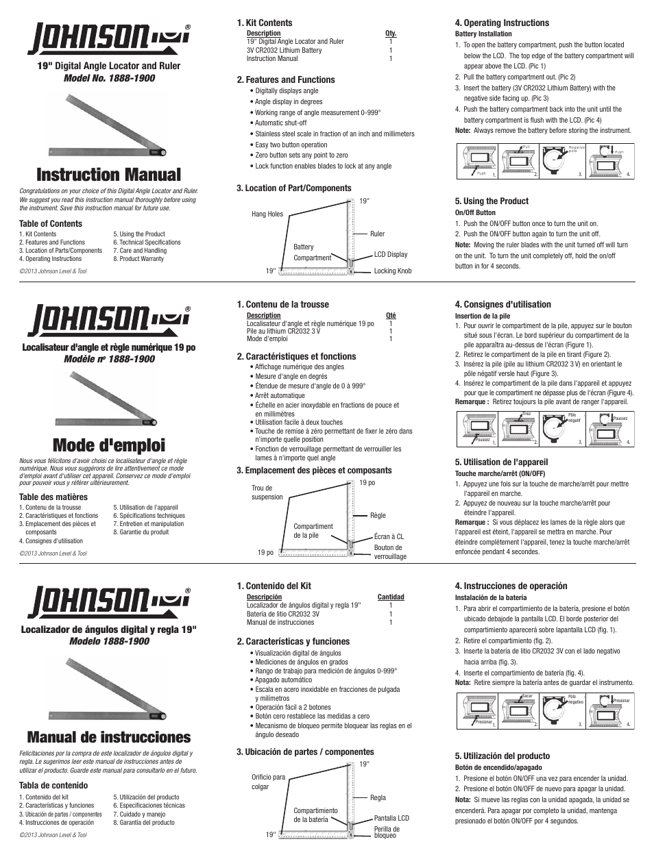 Johnson Level & Tool Mfg. 1888-1900 User Manual | 2 pages