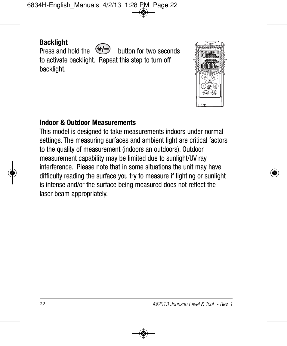 Johnson Level & Tool Mfg. 40-6005 User Manual | Page 22 / 28