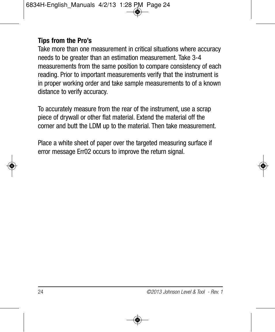 Johnson Level & Tool Mfg. 40-6005 User Manual | Page 24 / 28