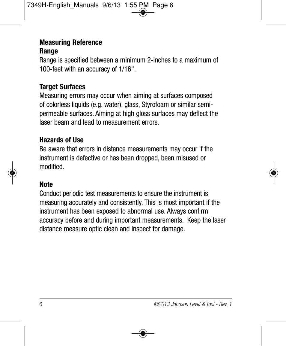 Johnson Level & Tool Mfg. 40-6006 User Manual | Page 6 / 20