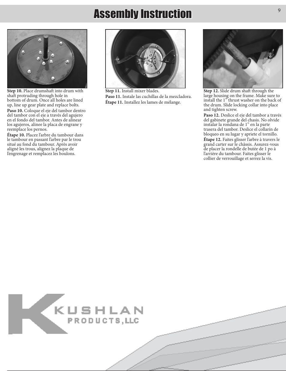 Assembly instruction | Kushlan Products KPRO User Manual | Page 9 / 10