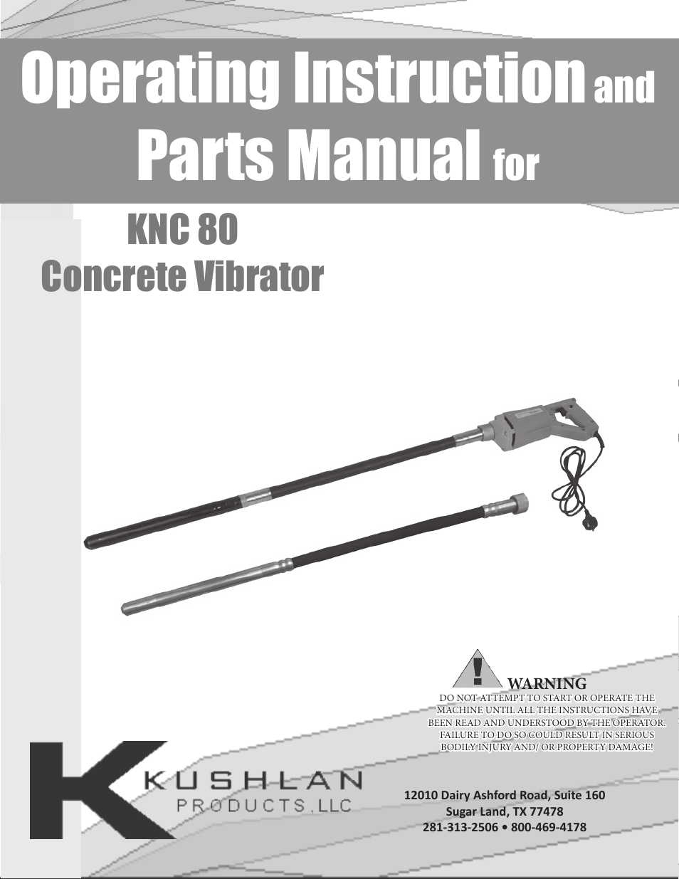 Kushlan Products KNC 80 User Manual | 5 pages