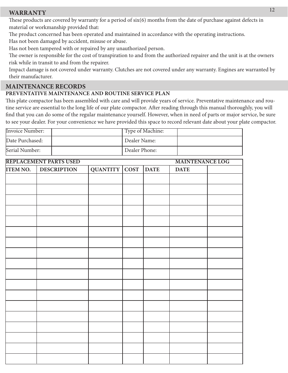 Kushlan Products KPC60L User Manual | Page 12 / 12