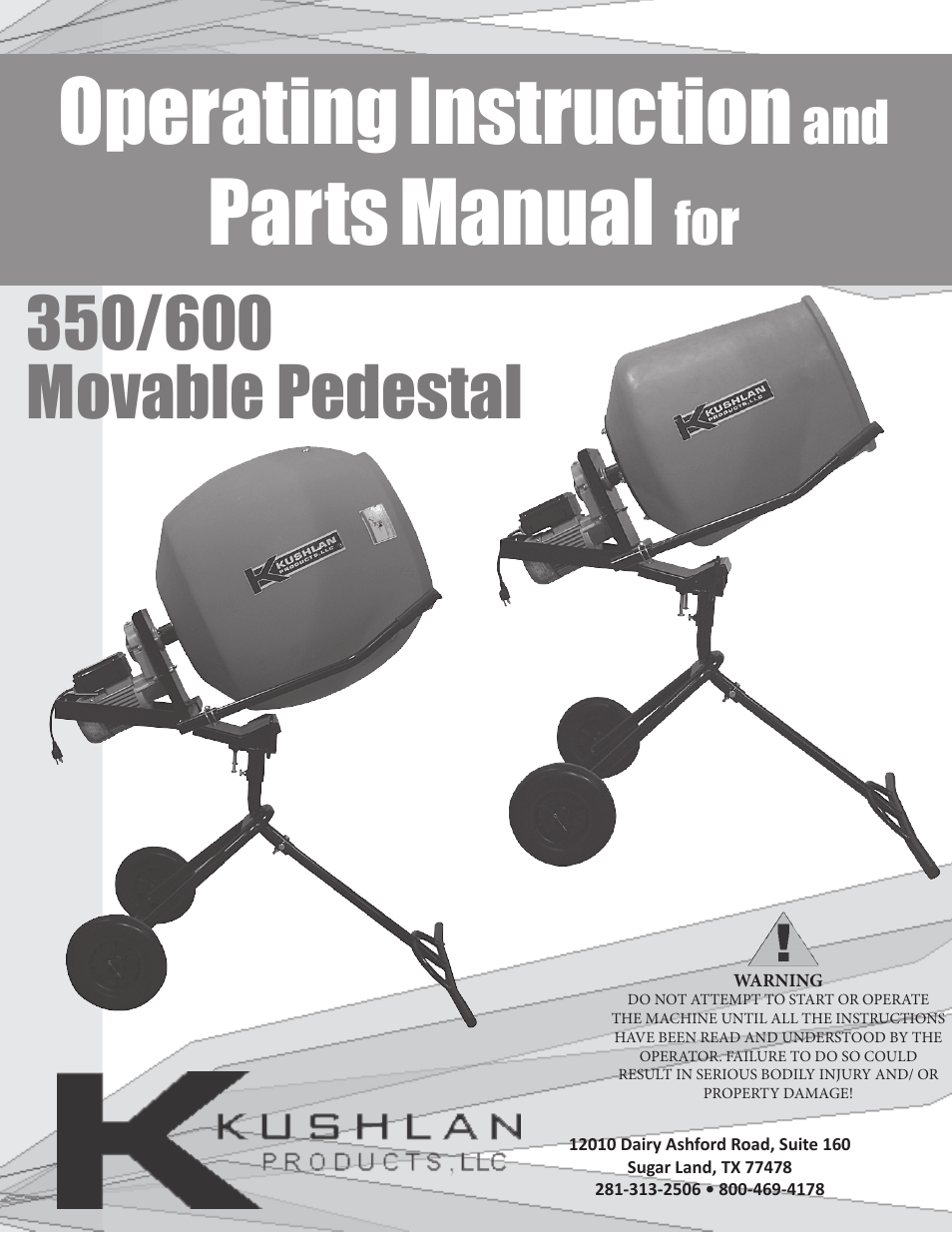 Kushlan Products 600 Movable Pedestal User Manual | 11 pages