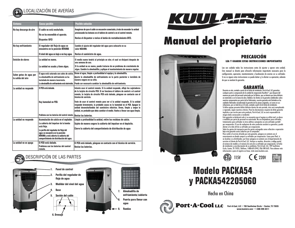 KuulAire PACKA54 User Manual | 2 pages