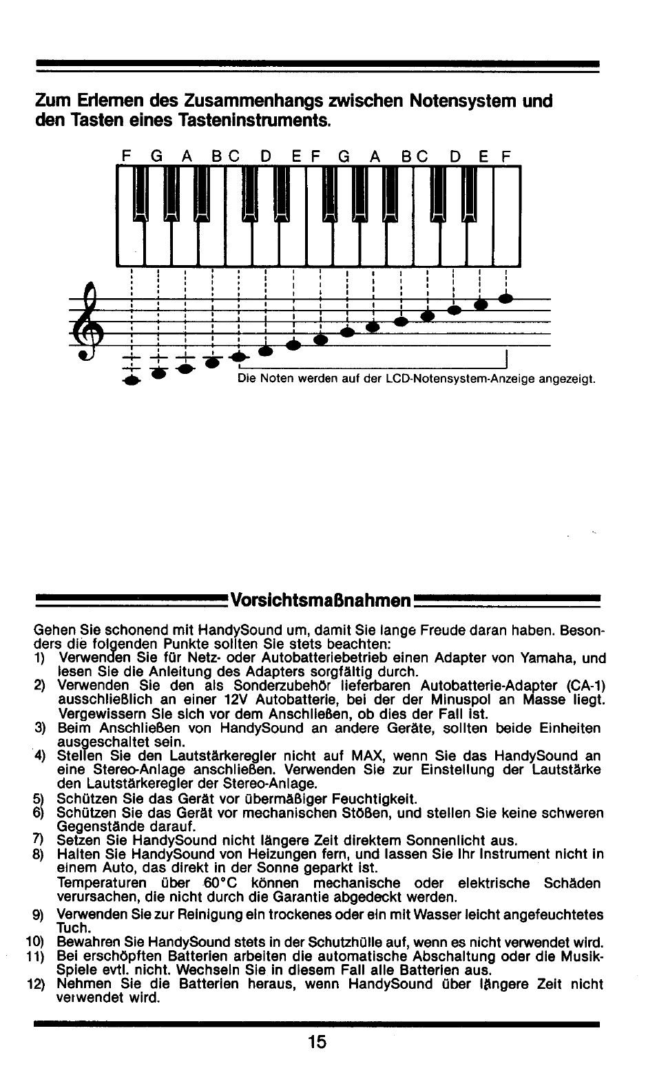 Vorsichtsmaßnahmen | Yamaha HS-501 User Manual | Page 9 / 12