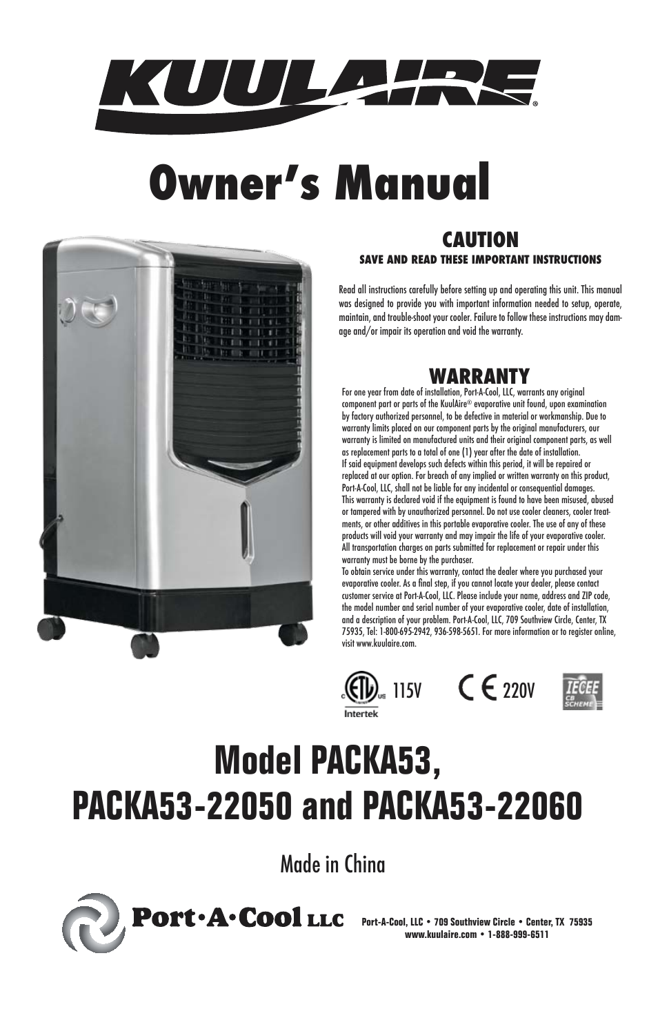 KuulAire PACKA53 User Manual | 4 pages