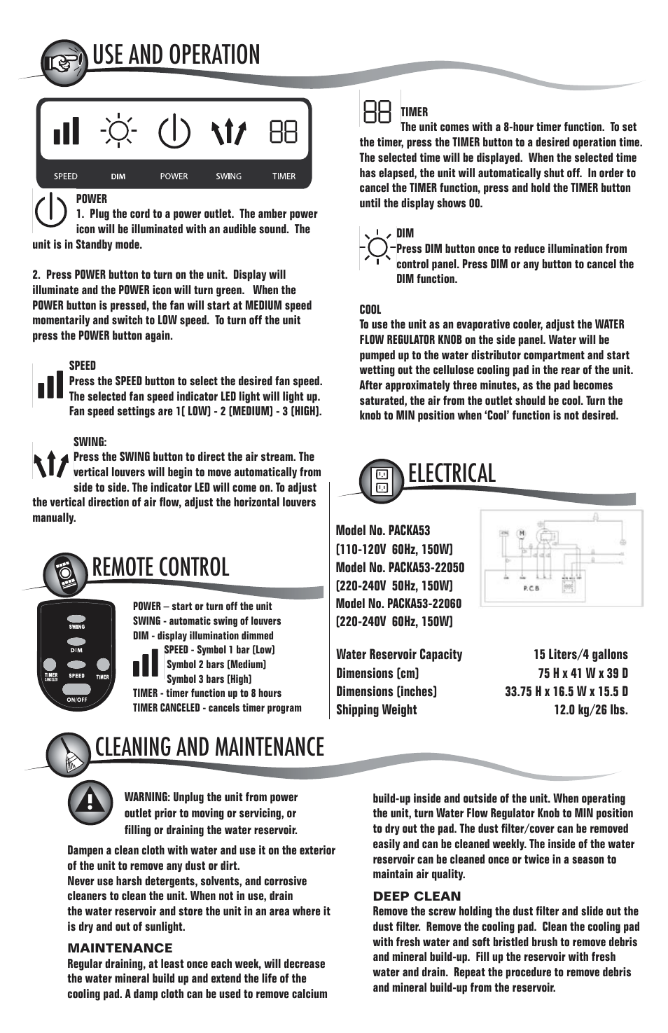 Warnings and safety rules, Location parts description | KuulAire PACKA53 User Manual | Page 3 / 4