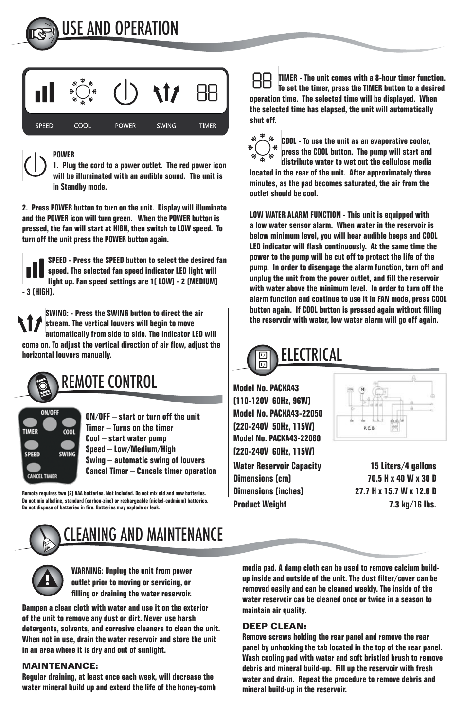 Warnings and safety rules, Location parts description | KuulAire PACKA43 User Manual | Page 3 / 4