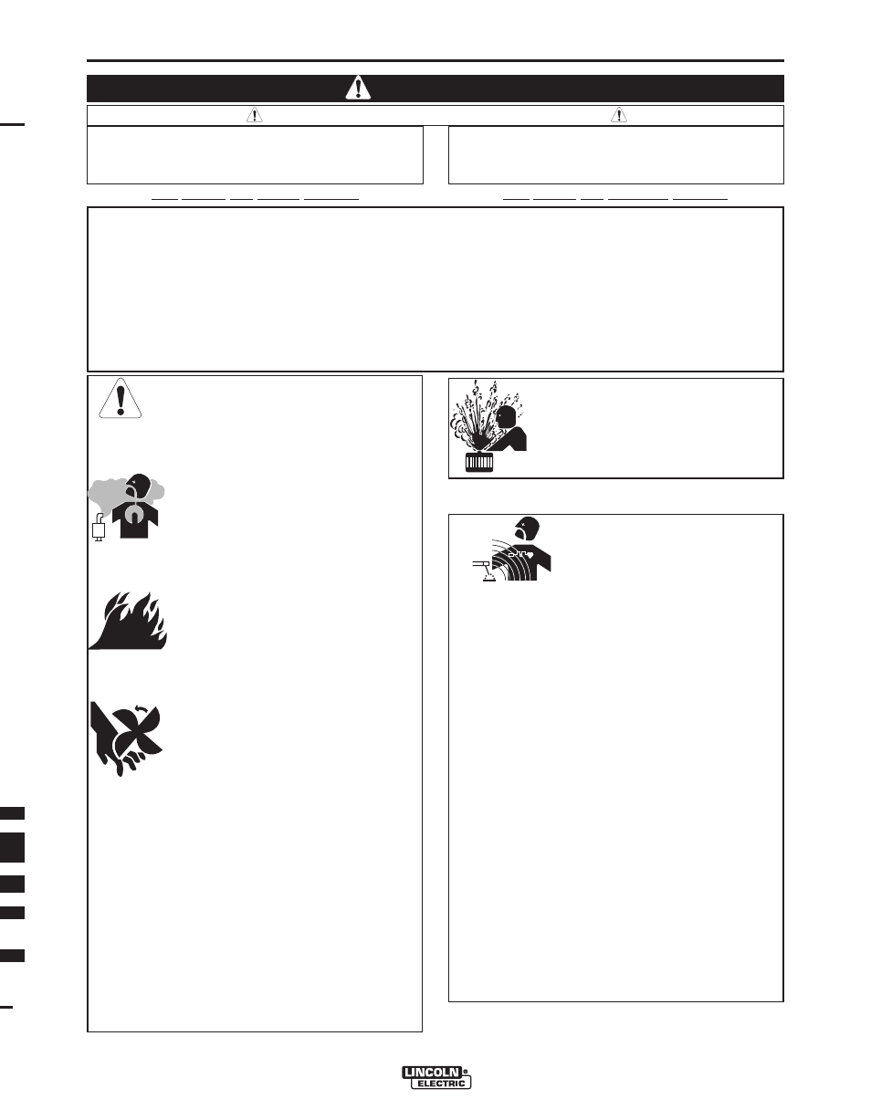 Warning, Safety, For engine powered equipment | Electric and magnetic fields may be dangerous | Lincoln Electric IM410 IDEALARC R3R 600-I User Manual | Page 2 / 28