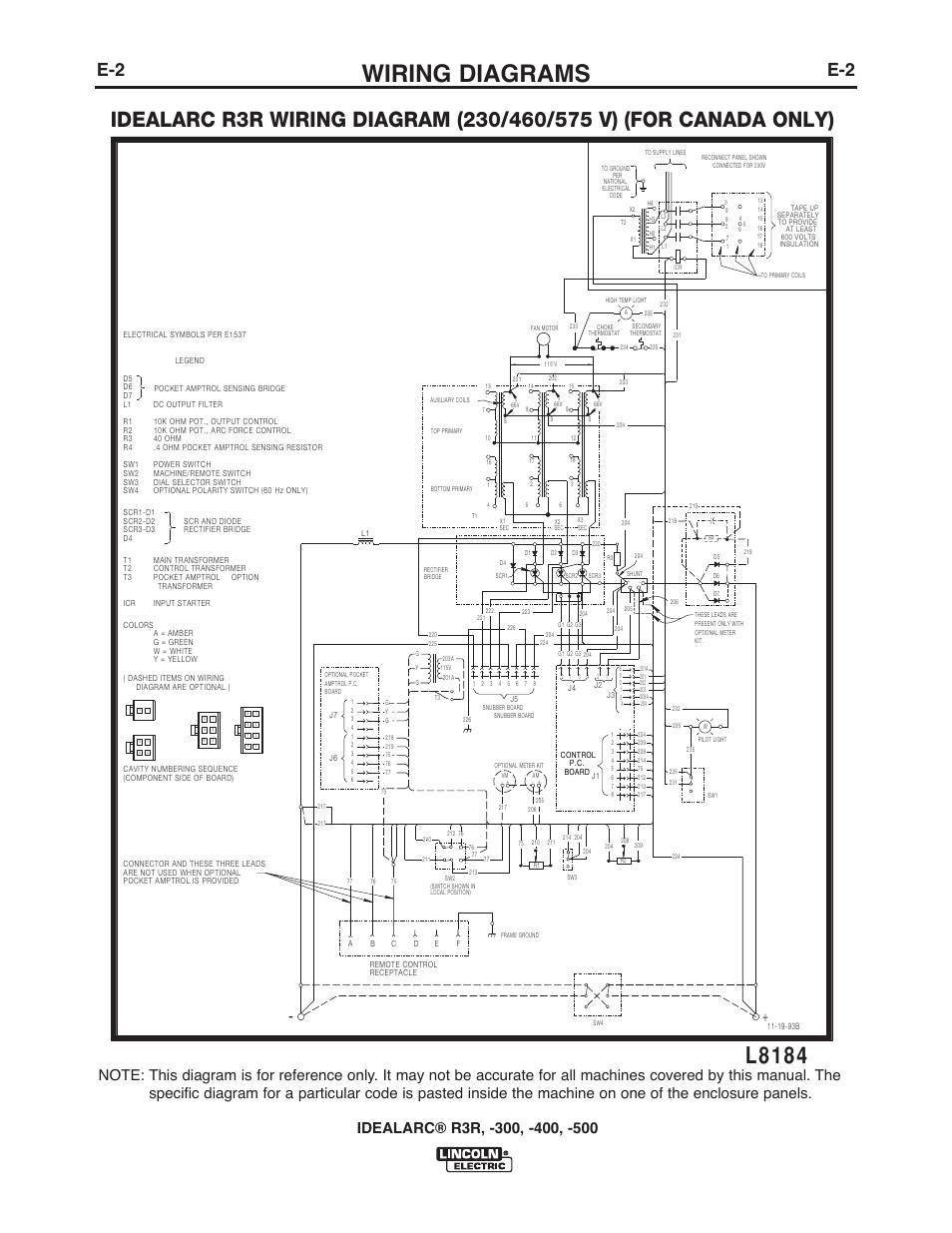 Wiring diagrams, L8184 | Lincoln Electric IM409 IDEALARC R3R-400 User Manual | Page 24 / 32