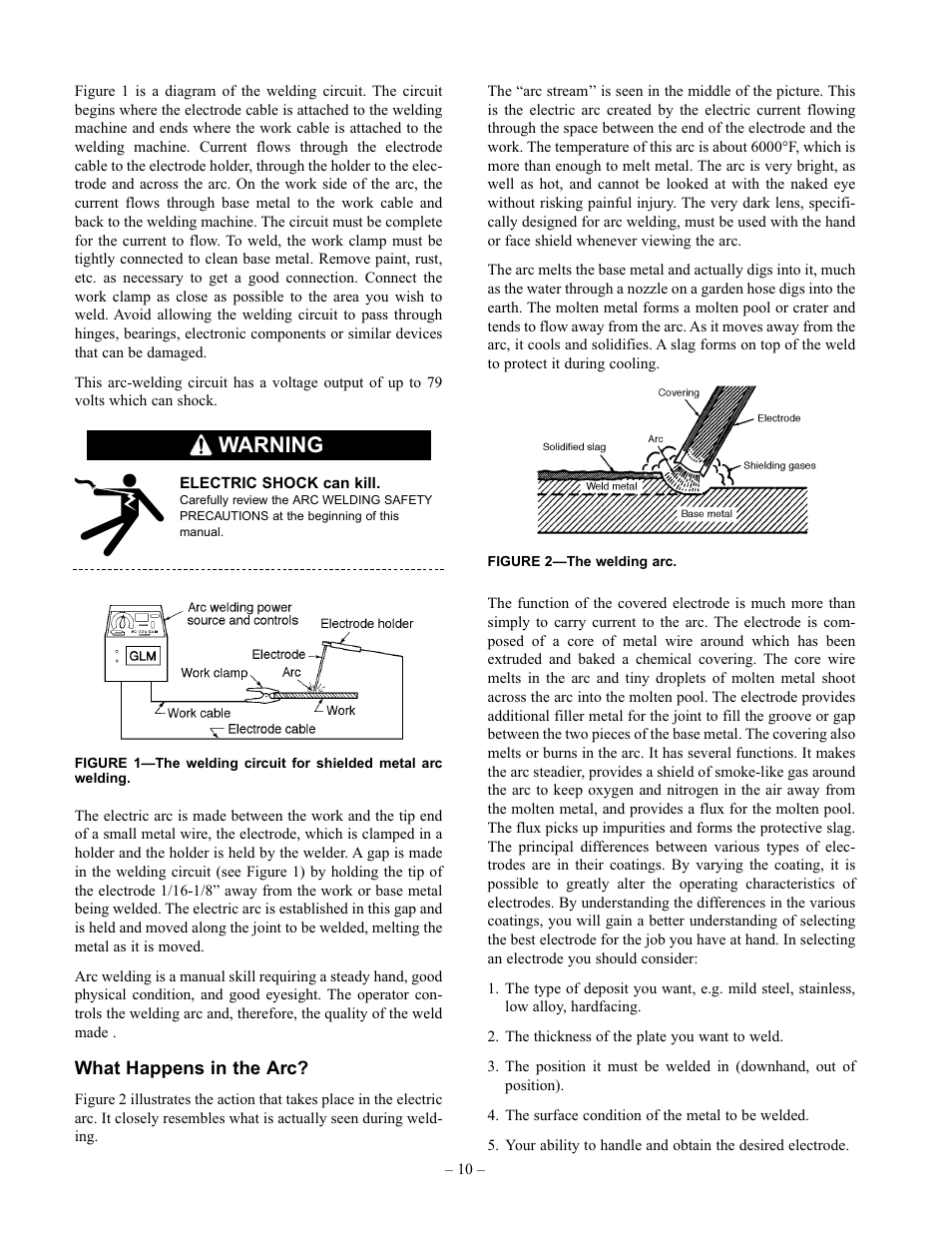 Warning | Lincoln Electric IM348 AC-225-GLM User Manual | Page 10 / 28