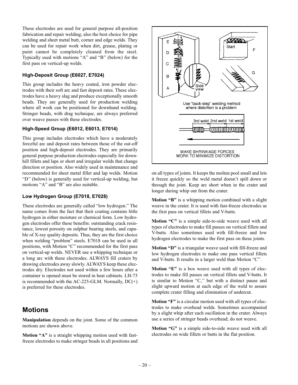 Motions | Lincoln Electric IM348 AC-225-GLM User Manual | Page 20 / 28