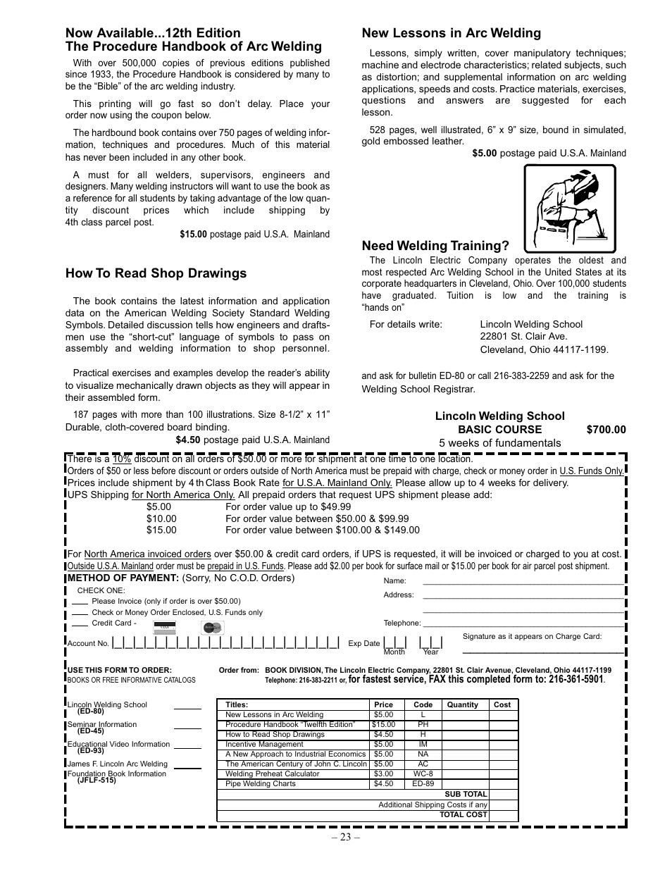 How to read shop drawings, New lessons in arc welding, Need welding training | Lincoln welding school | Lincoln Electric IM348 AC-225-GLM User Manual | Page 23 / 28