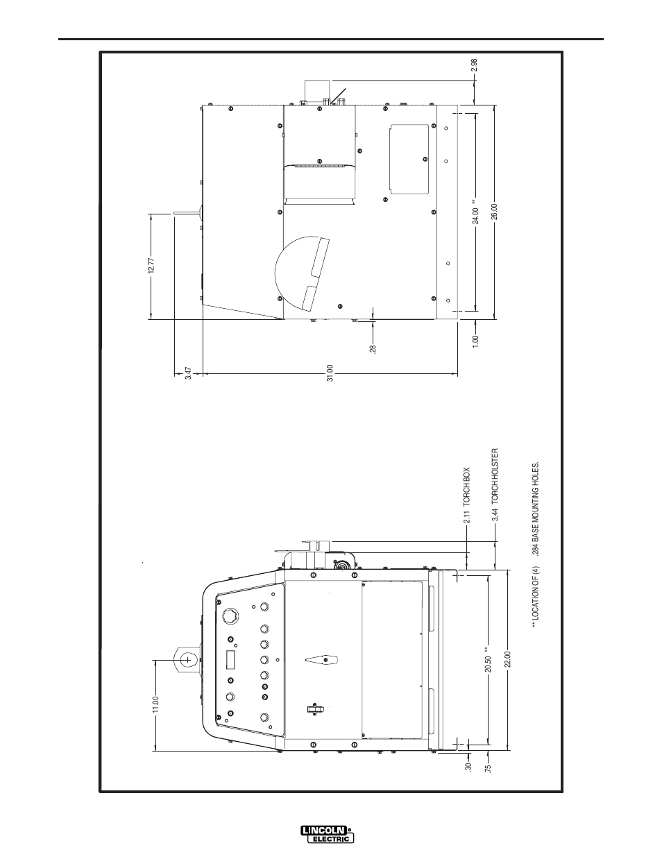 Dimension print | Lincoln Electric IM703 PRECISION TIG 375 User Manual | Page 42 / 46