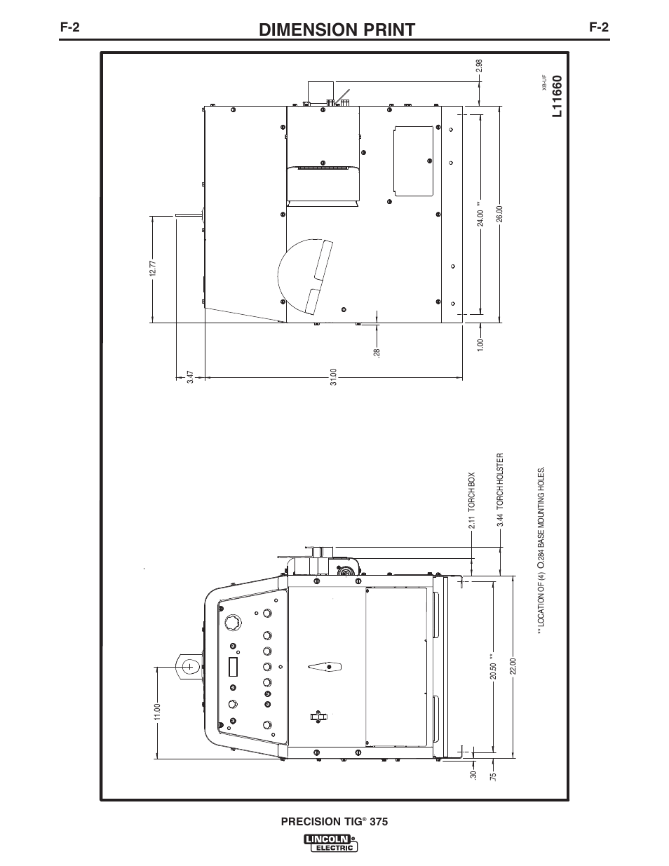 Dimension print, Precision tig | Lincoln Electric IM936 PRECISION TIG 375 User Manual | Page 40 / 44