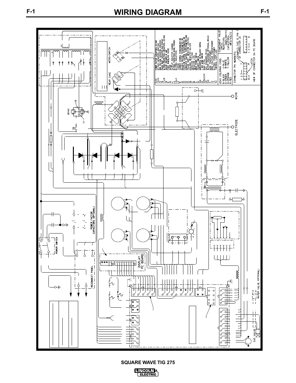 Wiring diagram, Square wave tig 275 | Lincoln Electric IM609 SQUARE WAVE TIG 275 User Manual | Page 39 / 46