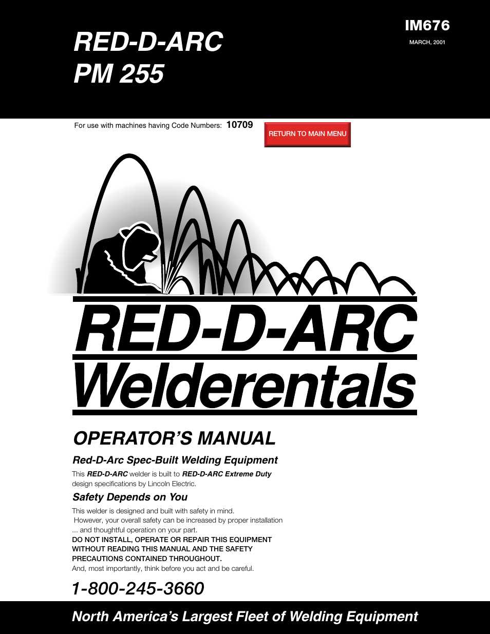 Lincoln Electric IM676 RED-D-ARC PM 255 User Manual | 38 pages