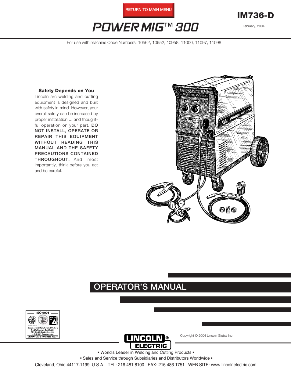 Lincoln Electric IM736 POWER MIG 300 User Manual | 48 pages