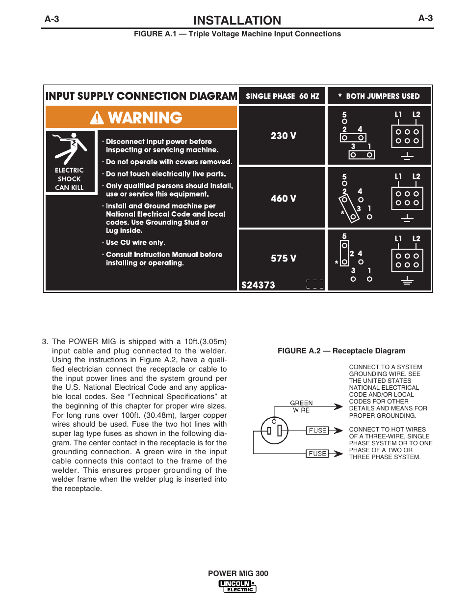 Installation | Lincoln Electric IM736 POWER MIG 300 User Manual | Page 10 / 48