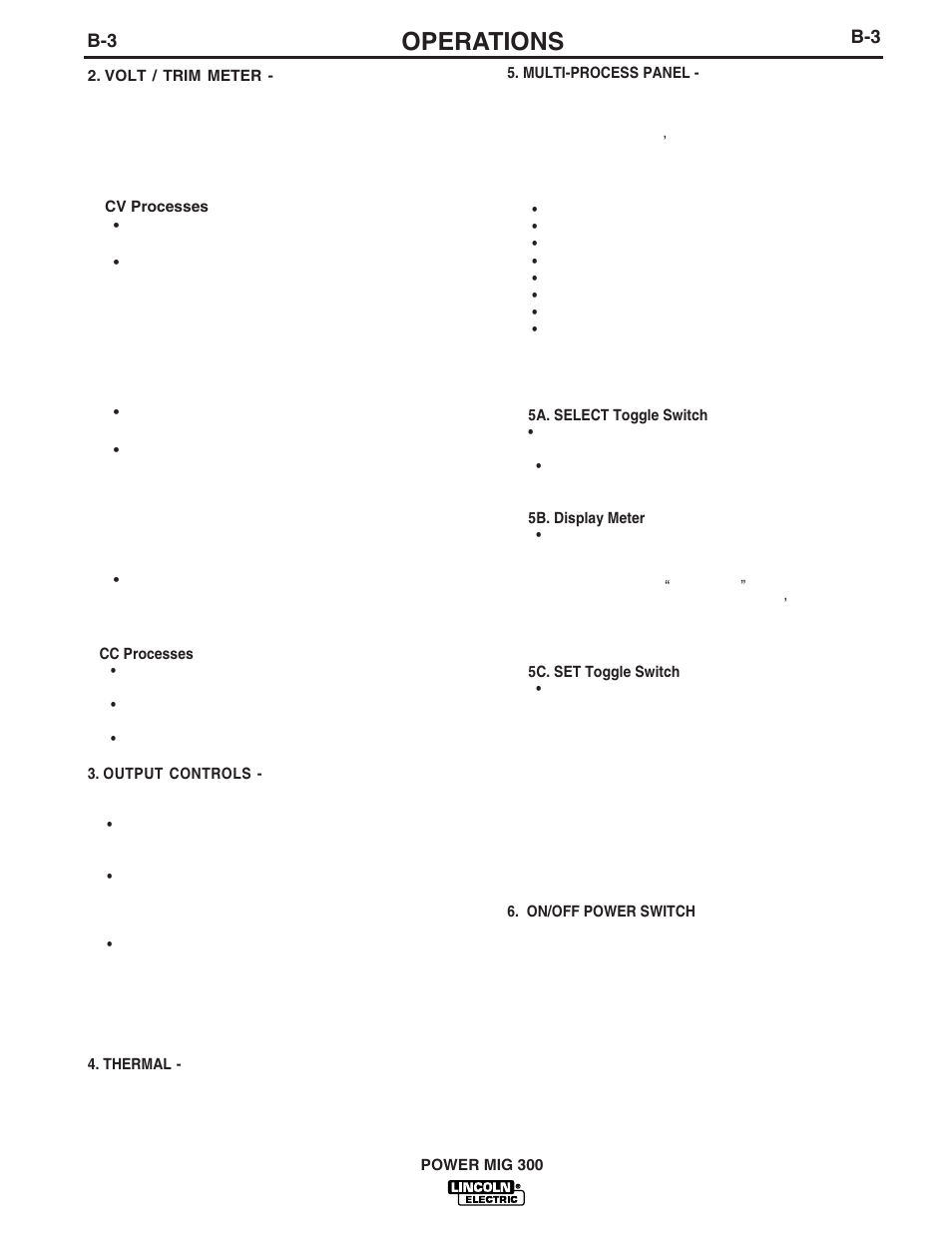 Operations | Lincoln Electric IM736 POWER MIG 300 User Manual | Page 15 / 48