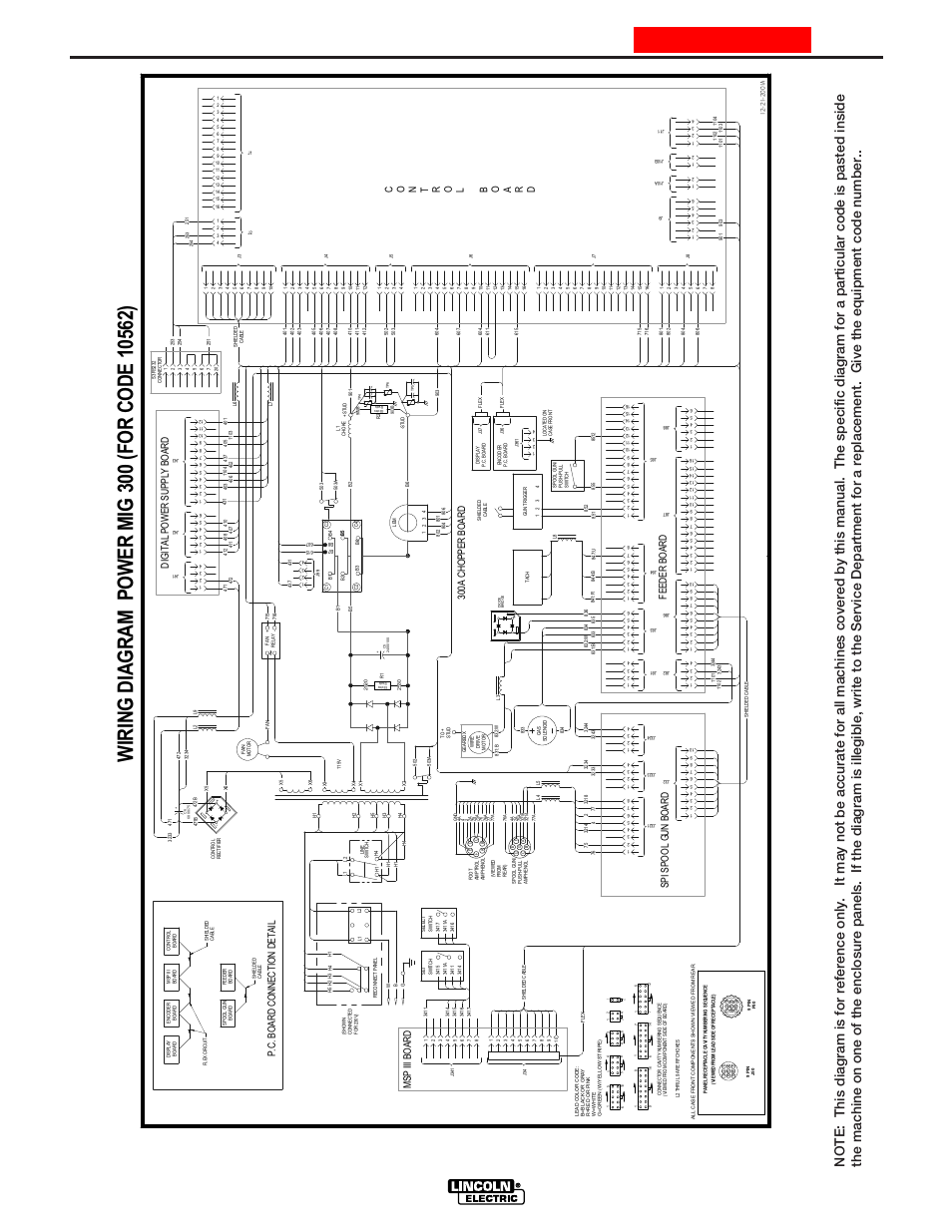 Wiring diagrams, Power mig 300, G3852 | Enhanced diagram, Di gi ta l po wer su pp ly bo ar d fe ed er bo ard, Spi spo ol g un bo ard, Msp i ii bo ard, 30 0a c ho pper b oar d, P. c. bo ar d c onn ec ti on de ta il | Lincoln Electric IM736 POWER MIG 300 User Manual | Page 39 / 48