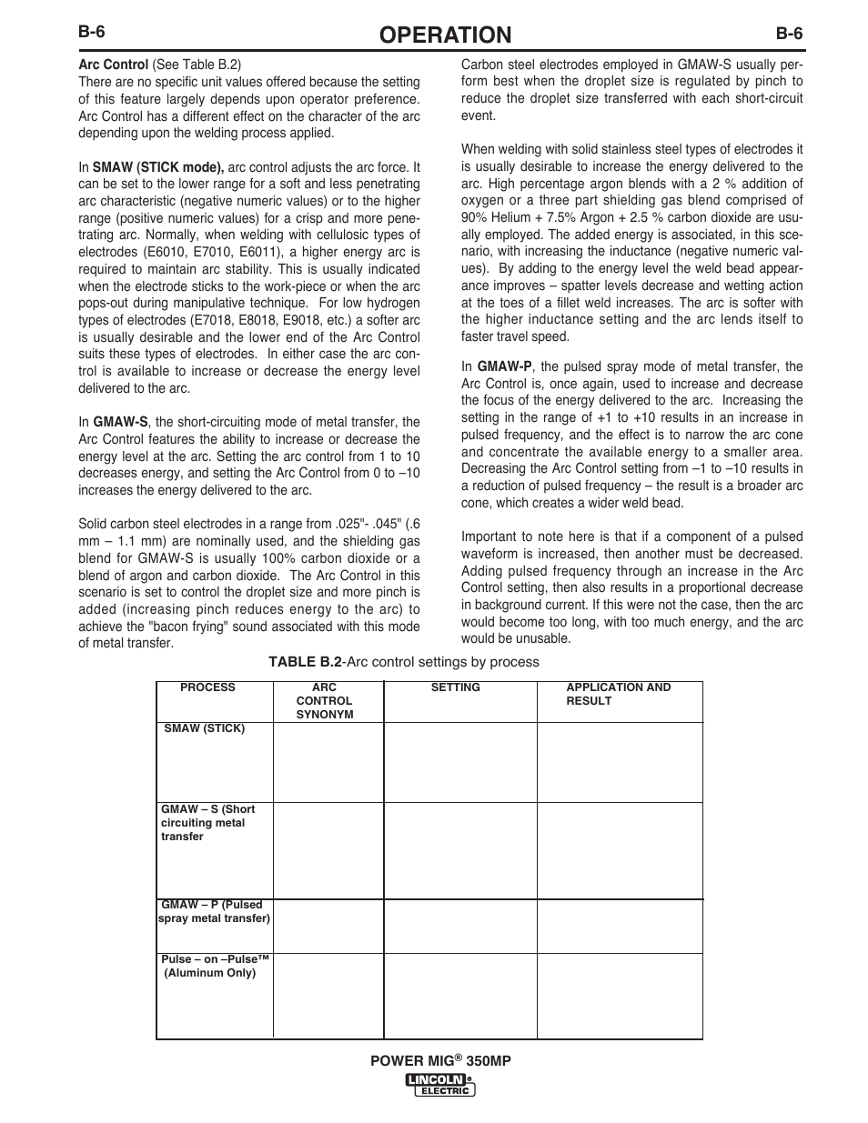 Operation | Lincoln Electric IM859 POWER MIG 350MP User Manual | Page 19 / 47