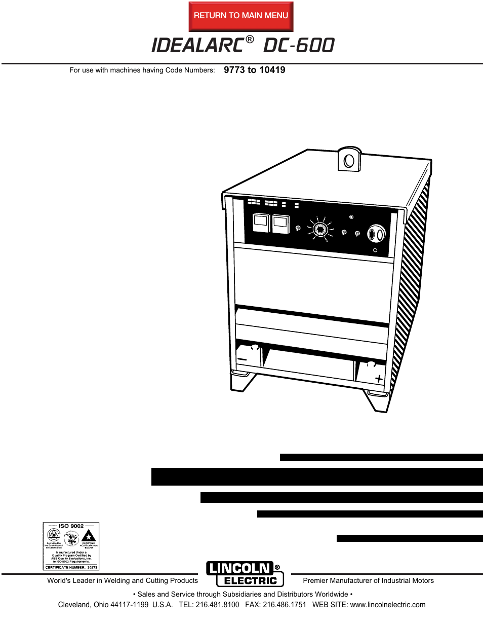 Lincoln Electric IM306 IDEALARC DC-600 User Manual | 54 pages