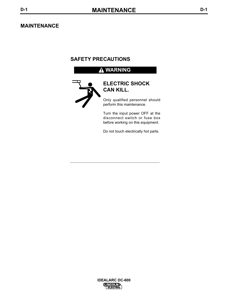 Maintenance | Lincoln Electric IM306 IDEALARC DC-600 User Manual | Page 32 / 54