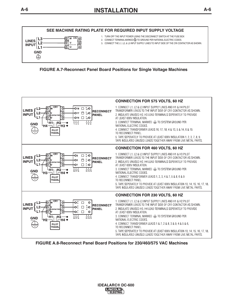 Installation | Lincoln Electric IM642 IDEALARC DC-600 User Manual | Page 14 / 57