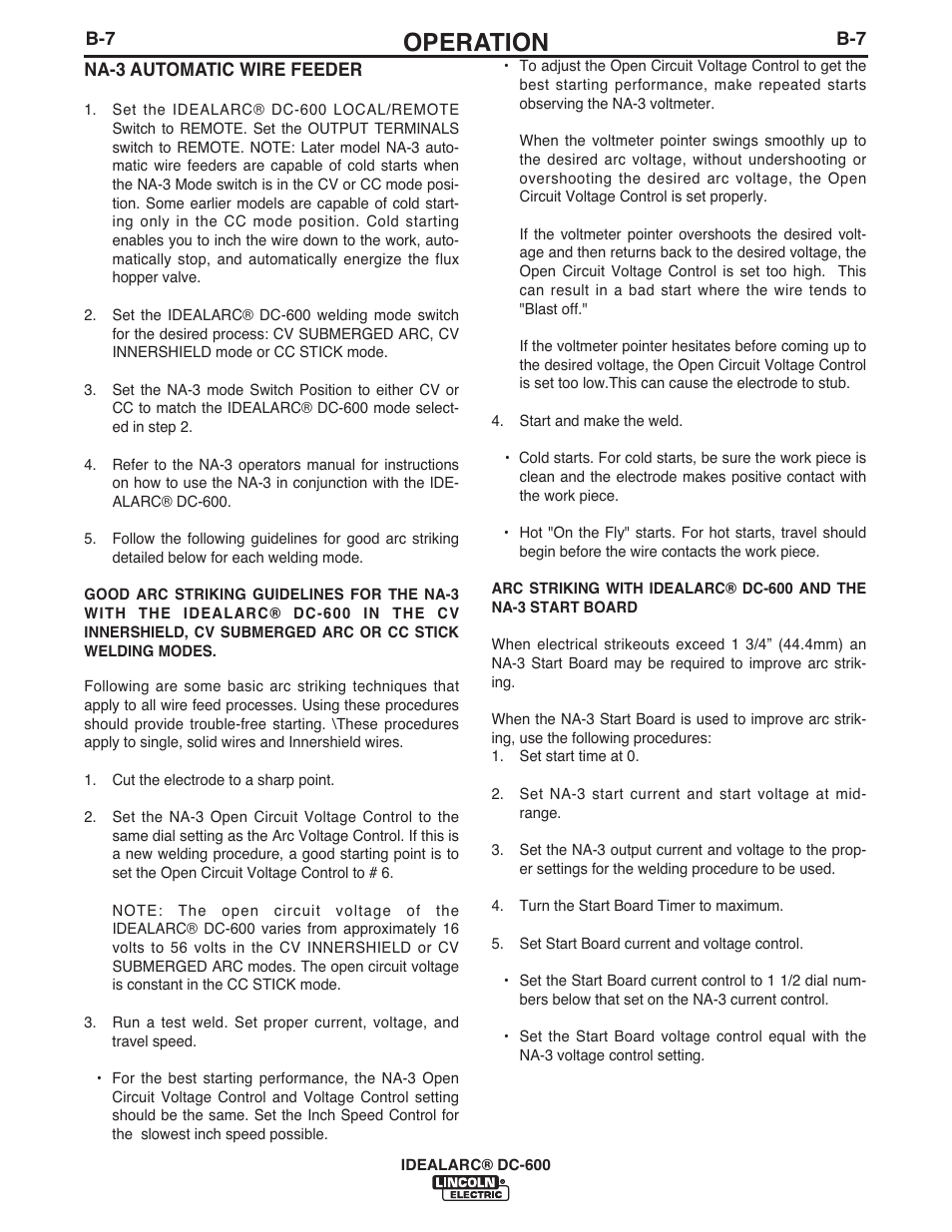 Operation | Lincoln Electric IM642 IDEALARC DC-600 User Manual | Page 23 / 57