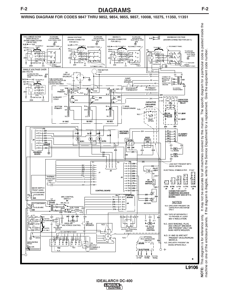 Diagrams | Lincoln Electric IM474 IDEALARC DC-400 User Manual | Page 34 / 42