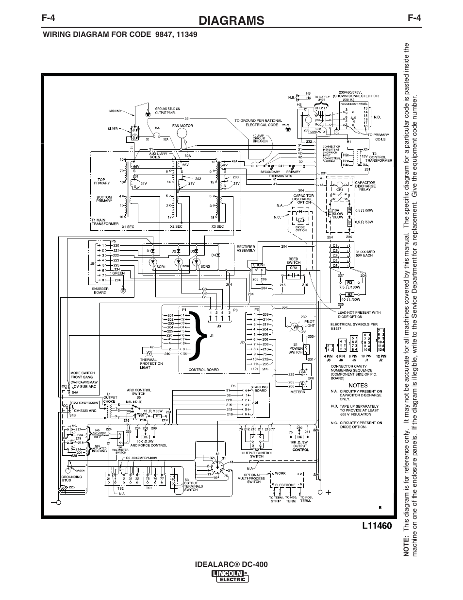 Diagrams | Lincoln Electric IM474 IDEALARC DC-400 User Manual | Page 36 / 42