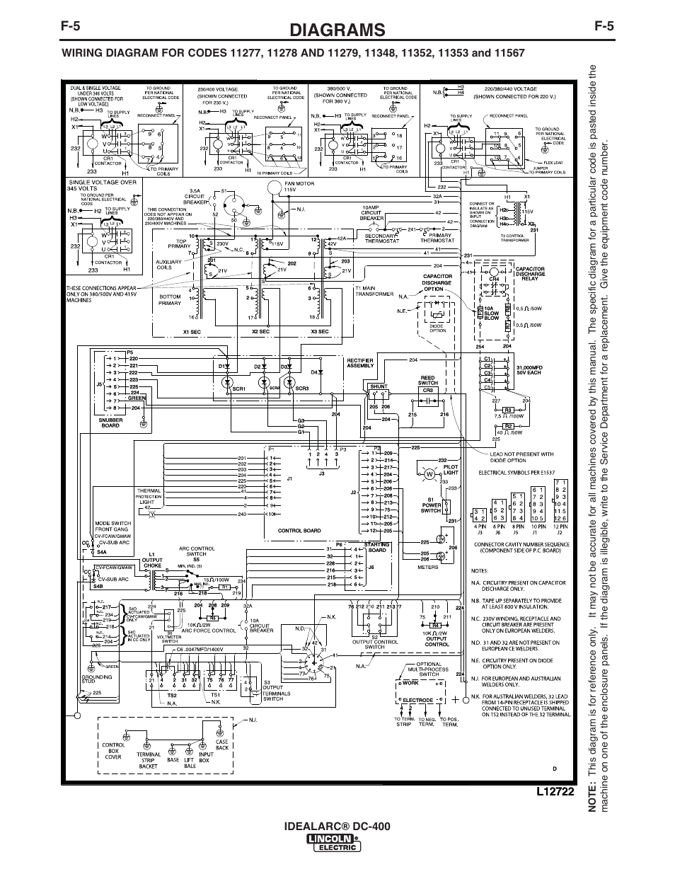 Diagrams | Lincoln Electric IM474 IDEALARC DC-400 User Manual | Page 37 / 42