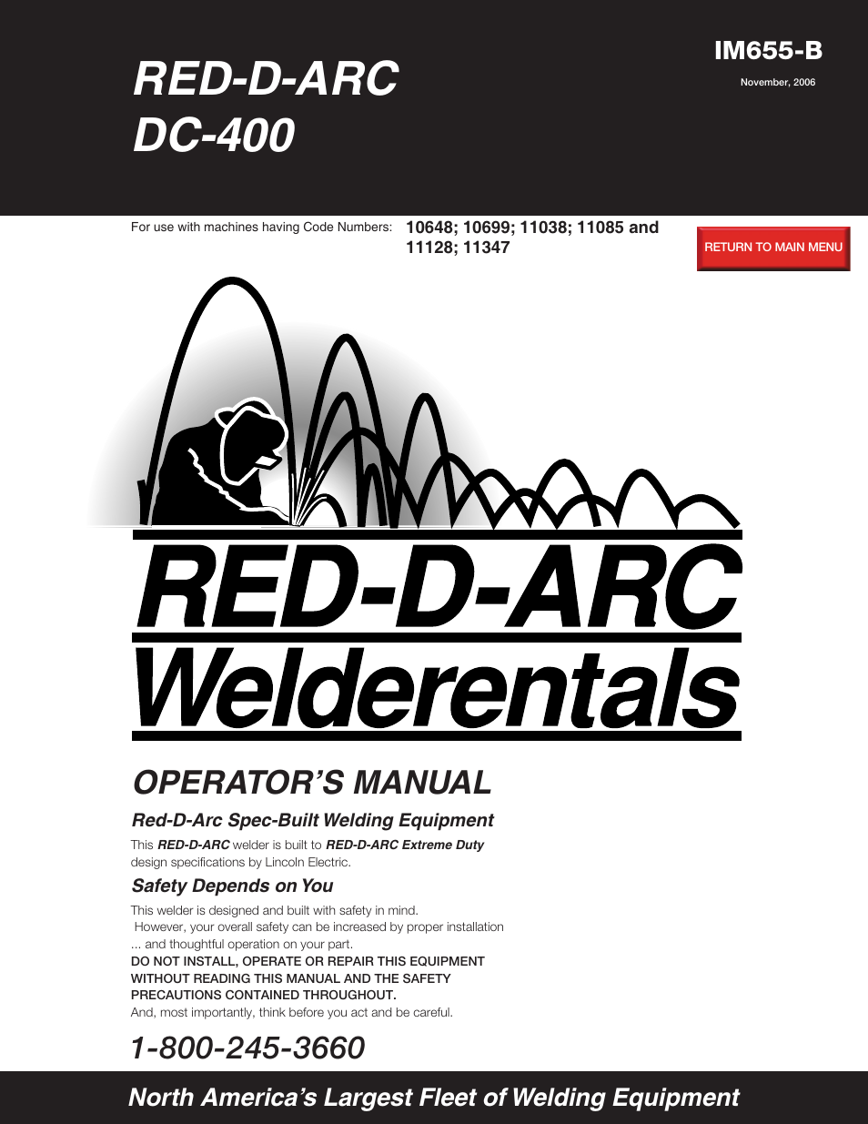 Lincoln Electric IM655 RED-D-ARC DC-400 User Manual | 42 pages