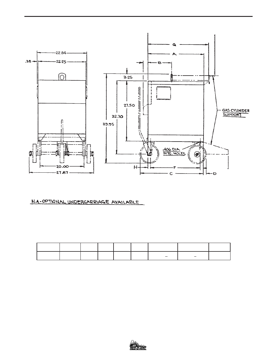 Dimension print | Lincoln Electric IM655 RED-D-ARC DC-400 User Manual | Page 38 / 42