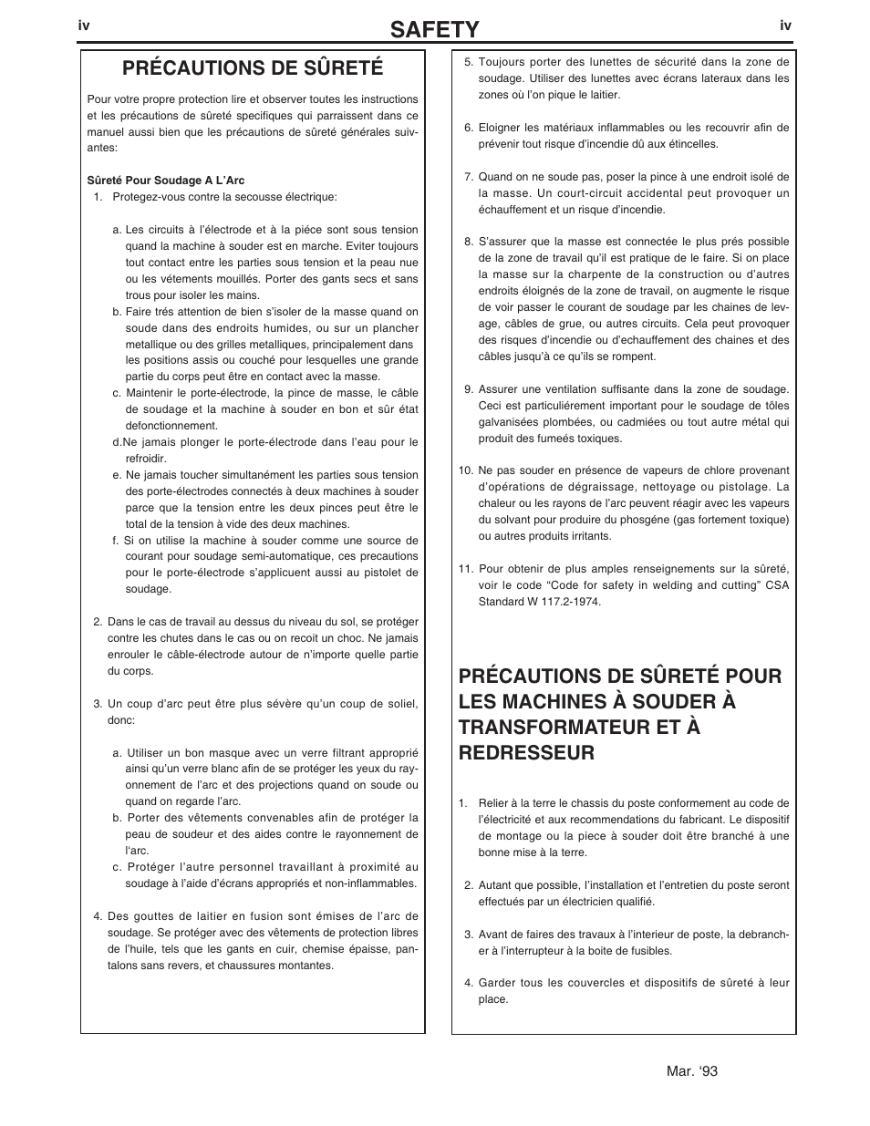 Safety, Précautions de sûreté | Lincoln Electric IM655 RED-D-ARC DC-400 User Manual | Page 5 / 42